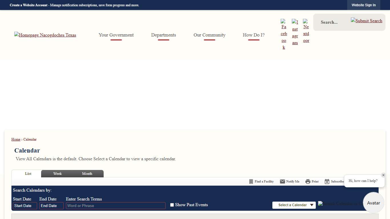 Calendar • Municipal Court