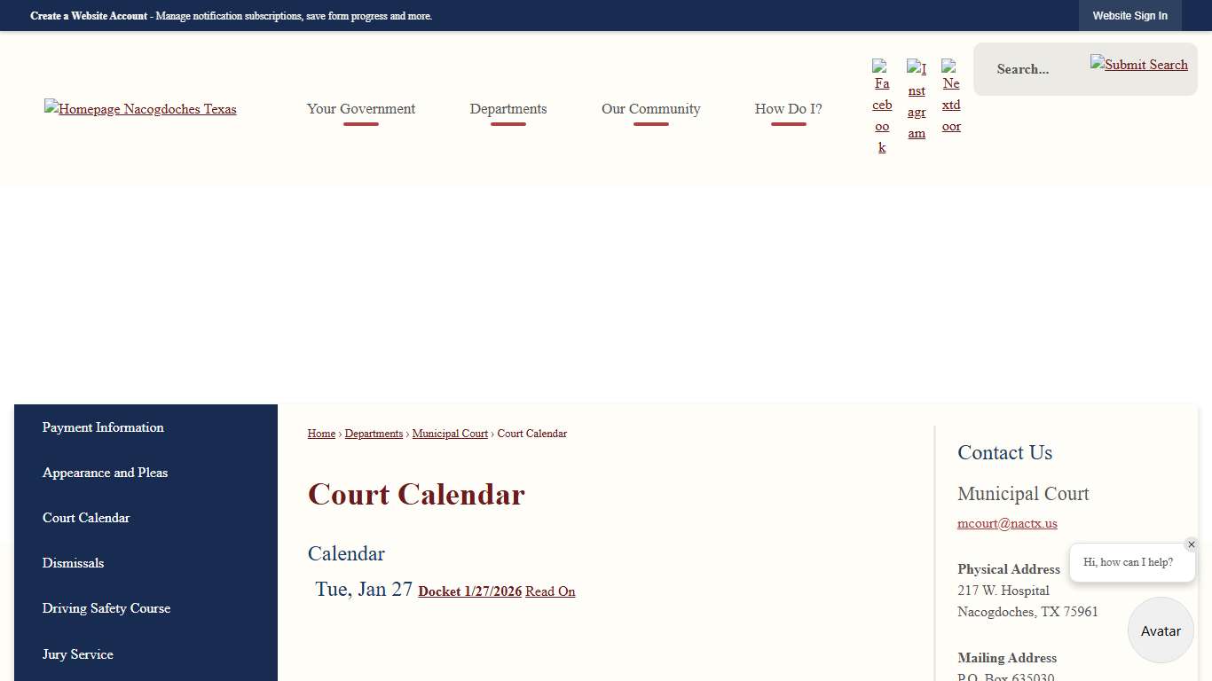 Court Calendar Nacogdoches, TX - Official Website